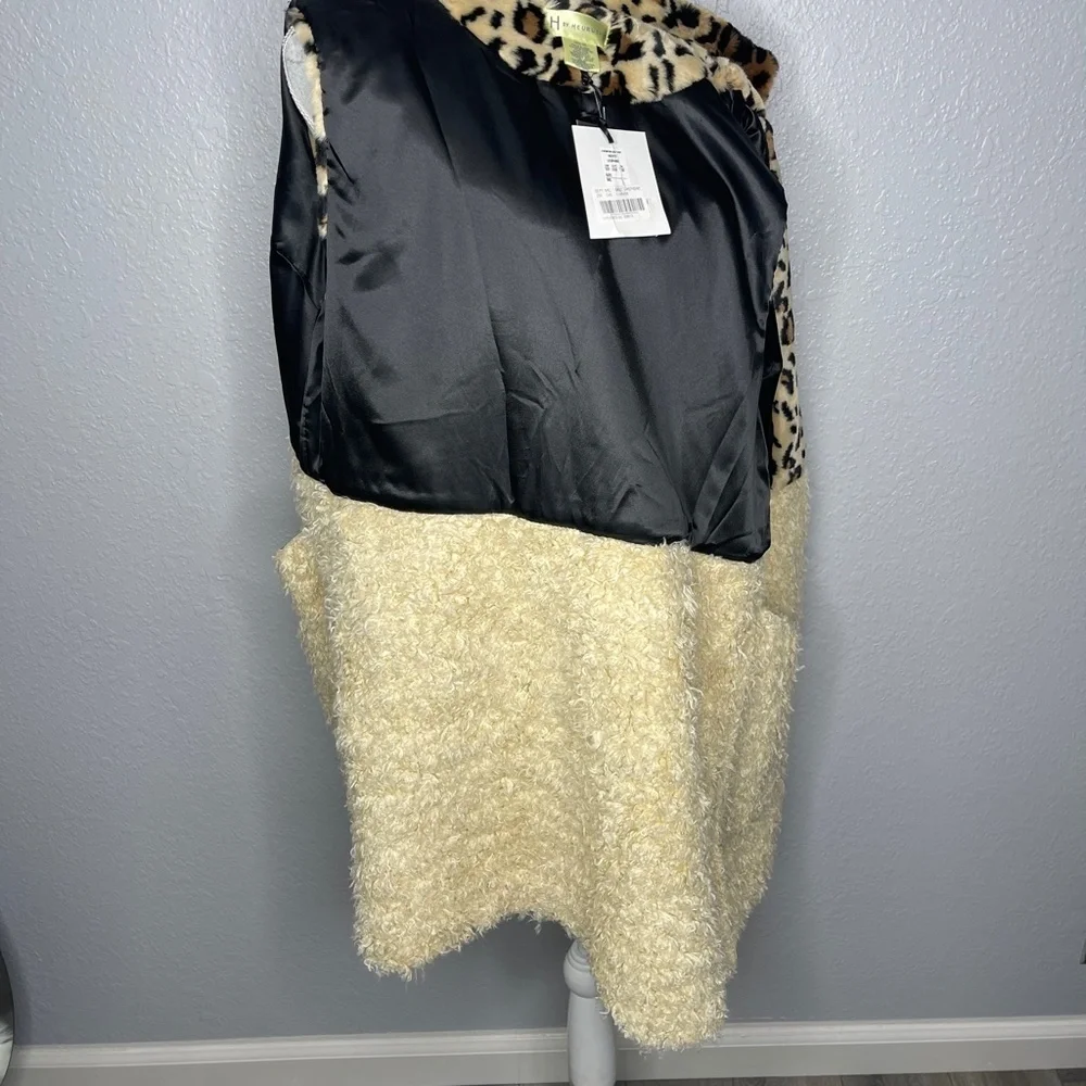 H‎ by Heurueh Leopard Print Shearling Vest